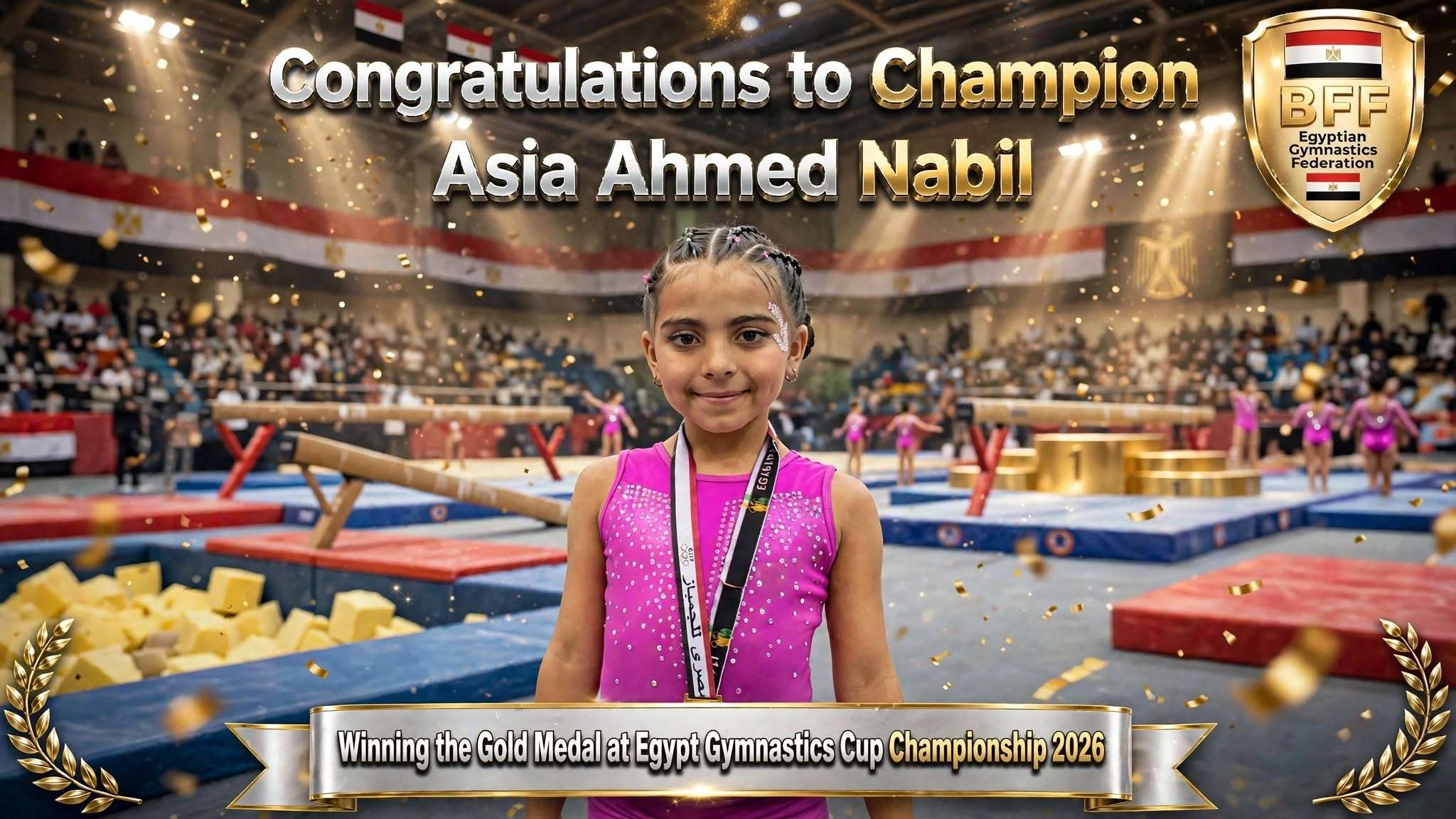 Young Gymnastics Champion Asya Ahmed Nabil Wins Gold at Egypt Cup Competition